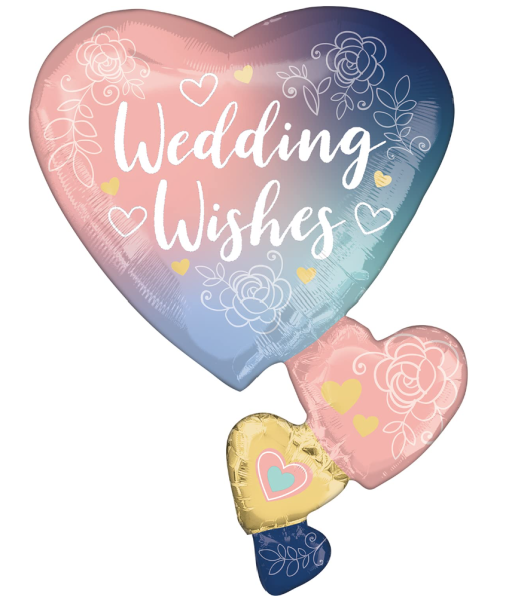 XL Folienballon - Wedding wishes, Herzen - ø 76cm